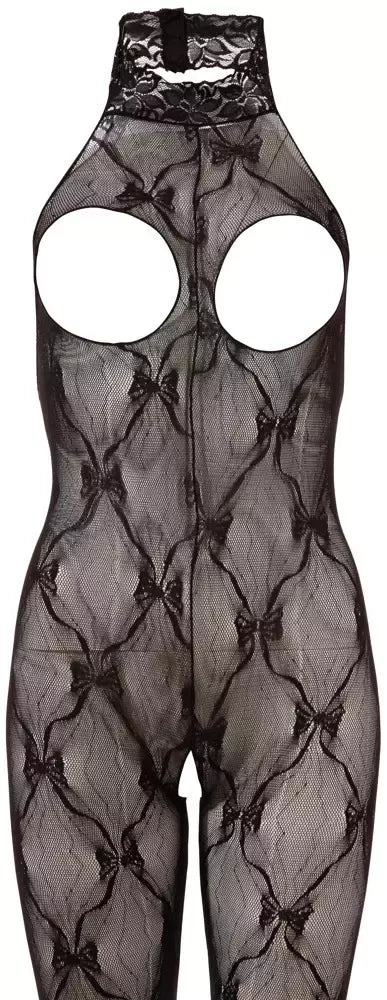 Cottelli Collection nėriniuotas kombinezonas atvira krūtine, juodas, S–L, reguliuojamas