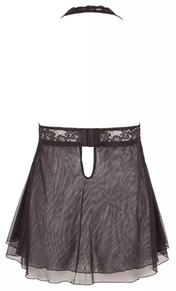 Cottelli Collection nėriniuoti babydoll naktiniai, juodi, 2XL – elegantiškas perregimas dizainas