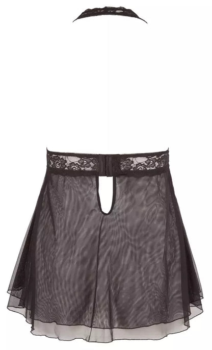 Cottelli Collection nėriniuoti babydoll naktiniai, juodi, 2XL – elegantiškas perregimas dizainas