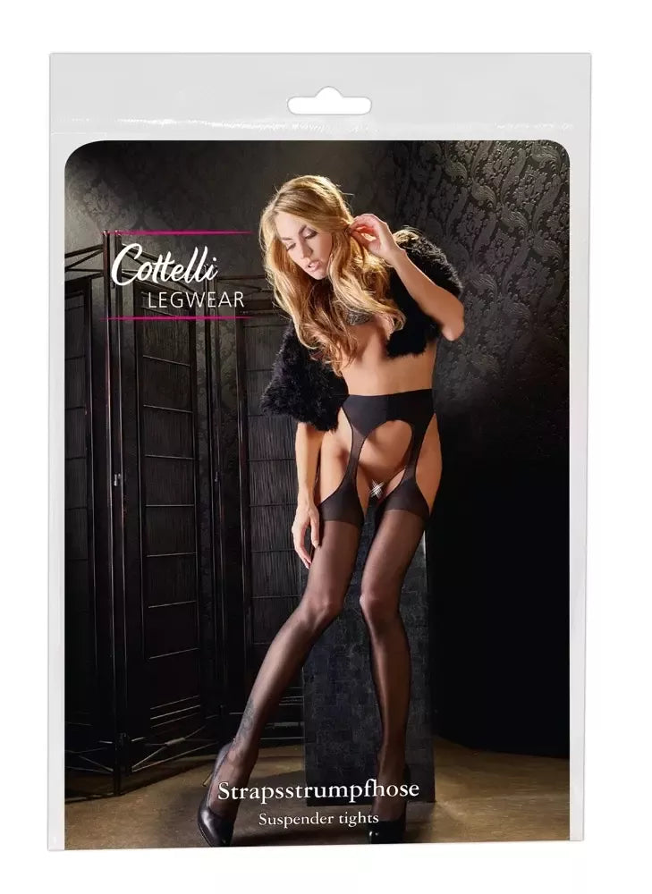 „Cottelli Collection“ pėdkelnės su dirželiais, juodos, S/M, poliamidas