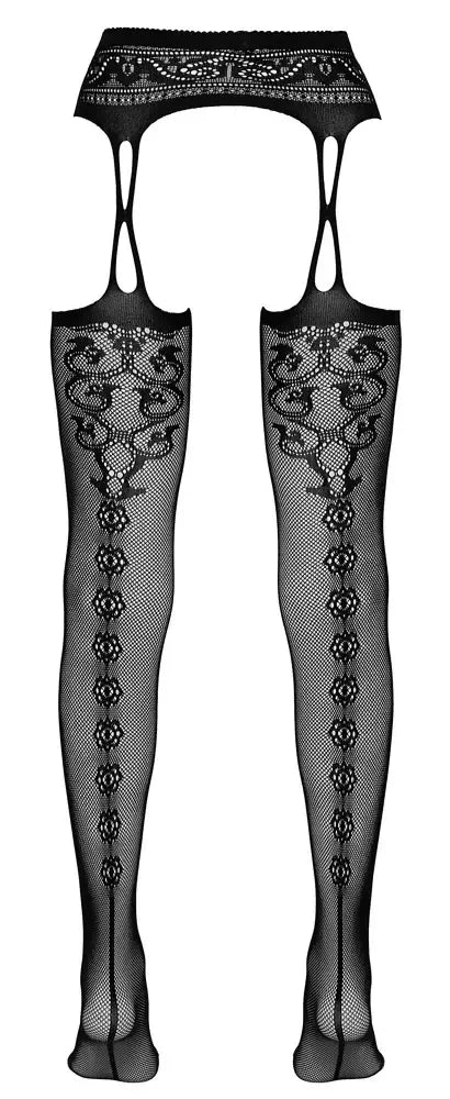Cottelli Collection pėdkelnės su dirželių imitacija L/XL – juodas tinklelis, siūlės detalė