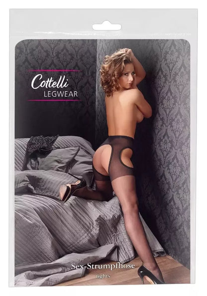 Cottelli Collection pėdkelnės su kelnaičių juosta, juodos L/XL, nėrinių apdaila