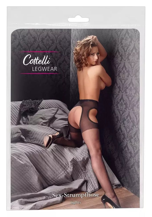 Cottelli Collection pėdkelnės su kelnaičių juosta, juodos L/XL, nėrinių apdaila