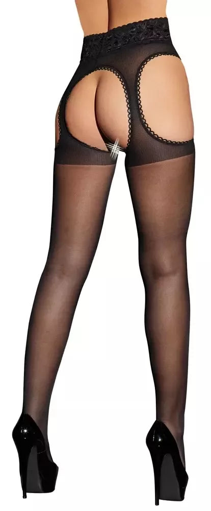 Cottelli Collection pėdkelnės su raištelių imitacija ir nėrinių dizainu, juodos, dydis S-L