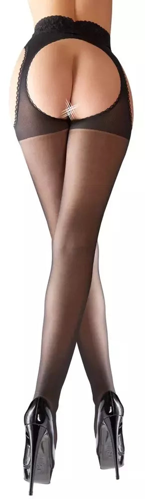 Cottelli Collection pėdkelnės su raištelių imitacija ir nėrinių dizainu, juodos, dydis S-L
