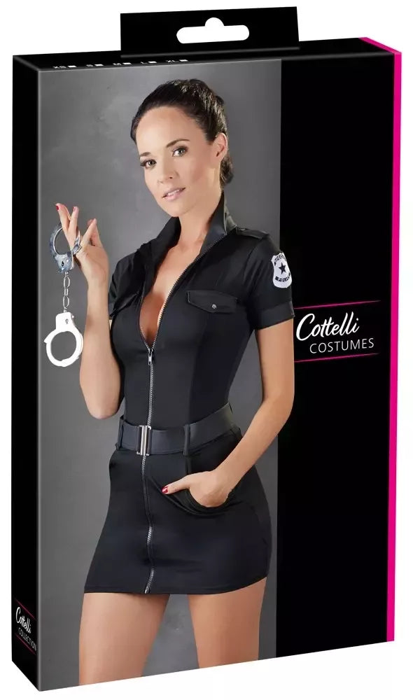 Cottelli Collection policininkės suknelė M, su ženkleliu ir diržu, juoda