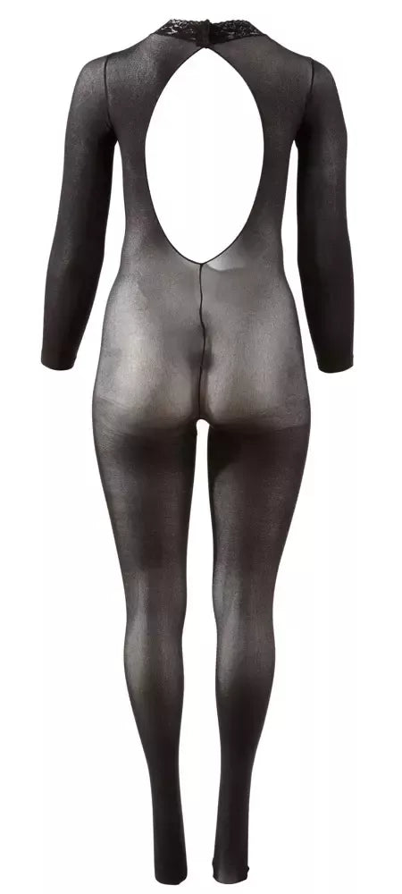 Cottelli Collection Power Net bodis XL-XXL, nėriniuota apykaklė, atviras tarpukojis