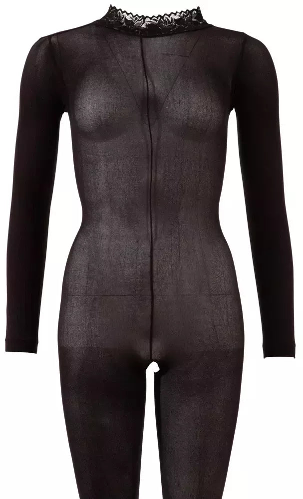 Cottelli Collection Power Net bodis XL-XXL, nėriniuota apykaklė, atviras tarpukojis