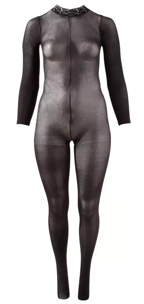 Cottelli Collection Power Net bodis XL-XXL, nėriniuota apykaklė, atviras tarpukojis