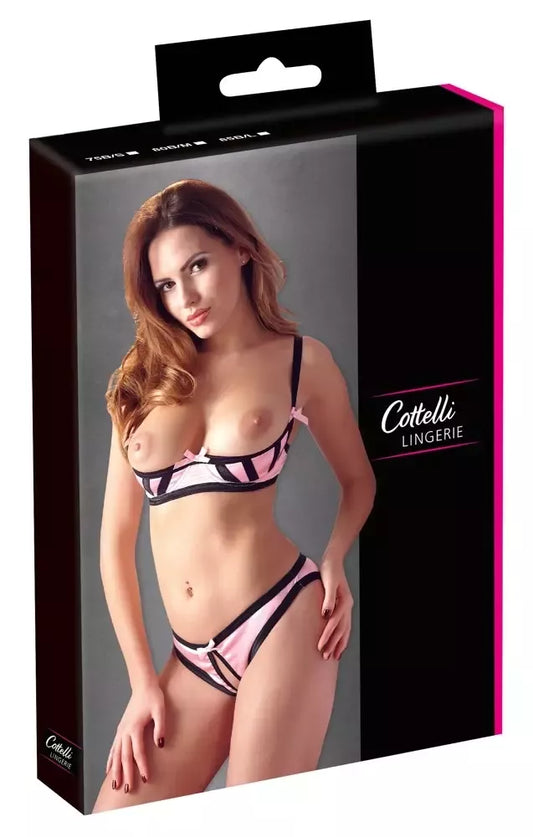 Cottelli Collection satino liemenėlės ir kelnaičių komplektas 85B/L juodos ir raudonos spalvos