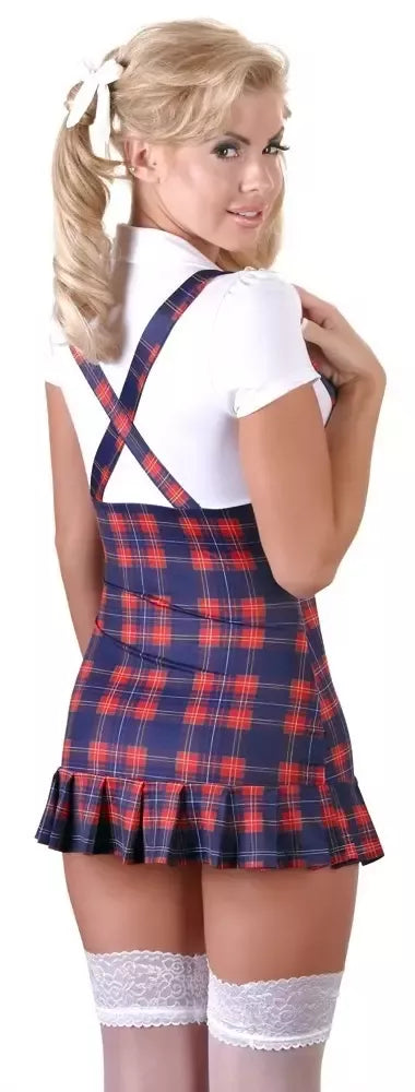 Cottelli Collection Schoolgirl Dress L – Mėlyna/Raudona, klostuoto uniformos stiliaus suknelė