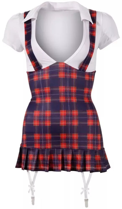 Cottelli Collection Schoolgirl Dress L – Mėlyna/Raudona, klostuoto uniformos stiliaus suknelė