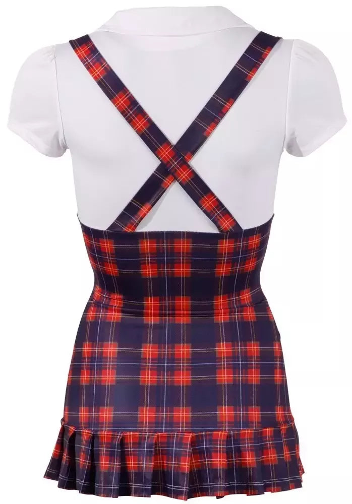 Cottelli Collection Schoolgirl Dress L – Mėlyna/Raudona, klostuoto uniformos stiliaus suknelė