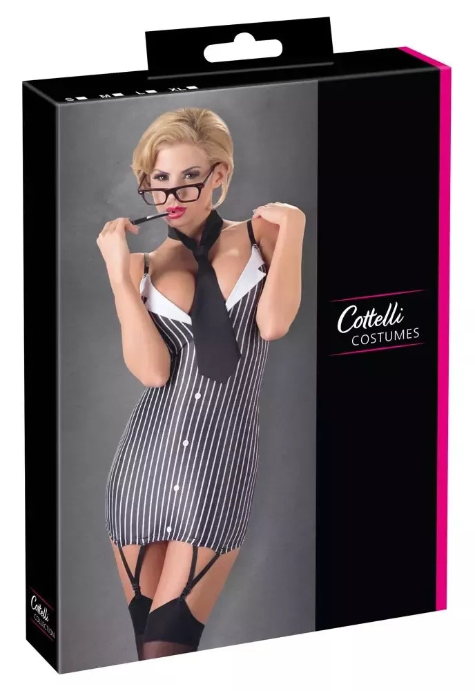 Cottelli Collection Secretary L – biuro stiliaus suknelė su kaklaraiščiu, juoda