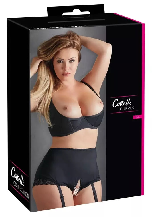Cottelli Collection Shelf Bra 90D Black – Paminkštinta „push-up“ atrama