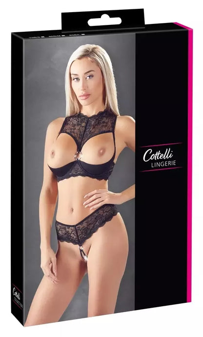 Cottelli Collection Shelf Bra komplektas 80B/M nėrinių detalės juodas