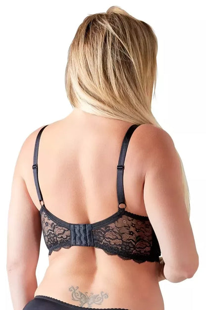 Cottelli Collection Shelf Bra Lace 90D Black – gėlėti nėriniai, reguliuojamos petnešėlės