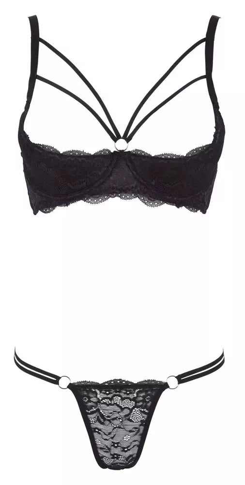 Cottelli Collection Shelf Bra Set Lace Black 80B/M Adjustable Straps