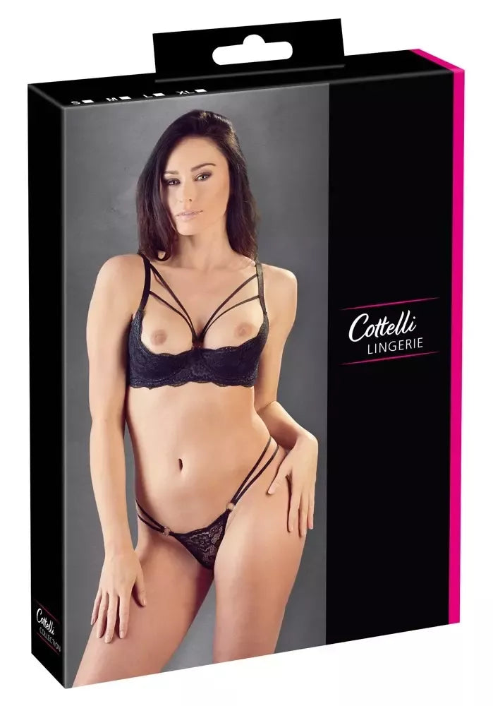 Cottelli Collection Shelf Bra Set Lace Black 80B/M Adjustable Straps