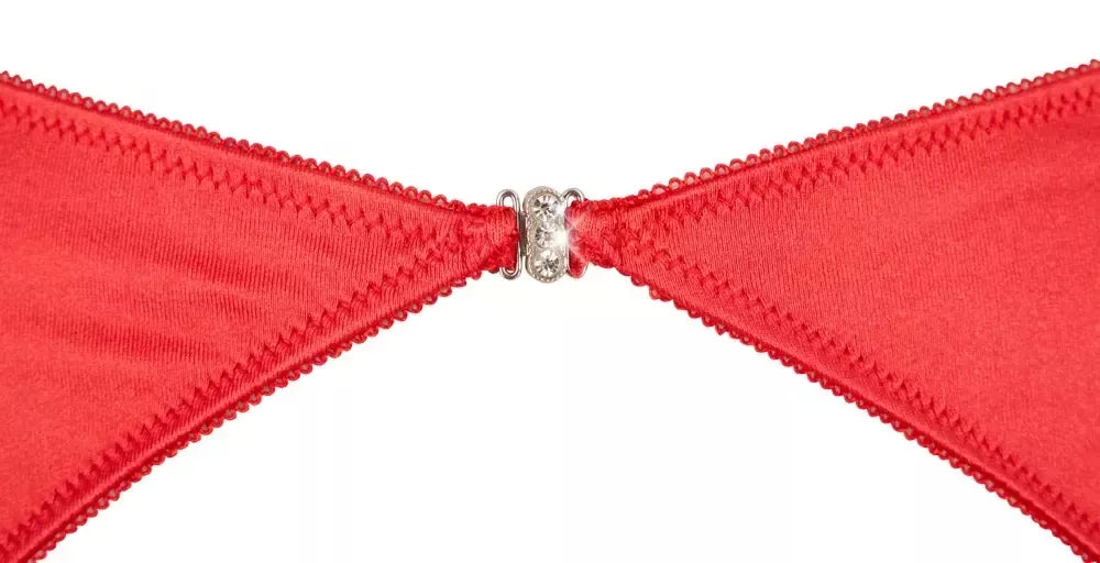 Cottelli Collection Shelf Bra Set Red 85C/L – reguliuojamas 3 dalių apatinio trikotažo komplektas