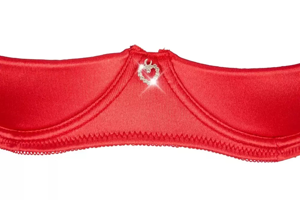 Cottelli Collection Shelf Bra Set Red 85C/L – reguliuojamas 3 dalių apatinio trikotažo komplektas