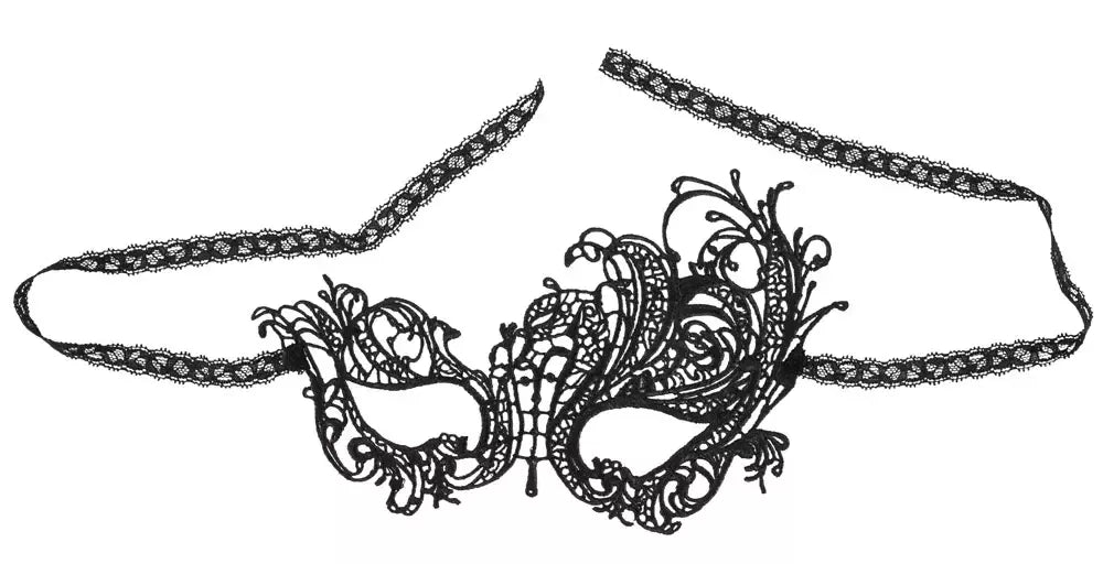 Cottelli Collection siuvinėta akių kaukė, elegantiškas juodų nėrinių dizainas