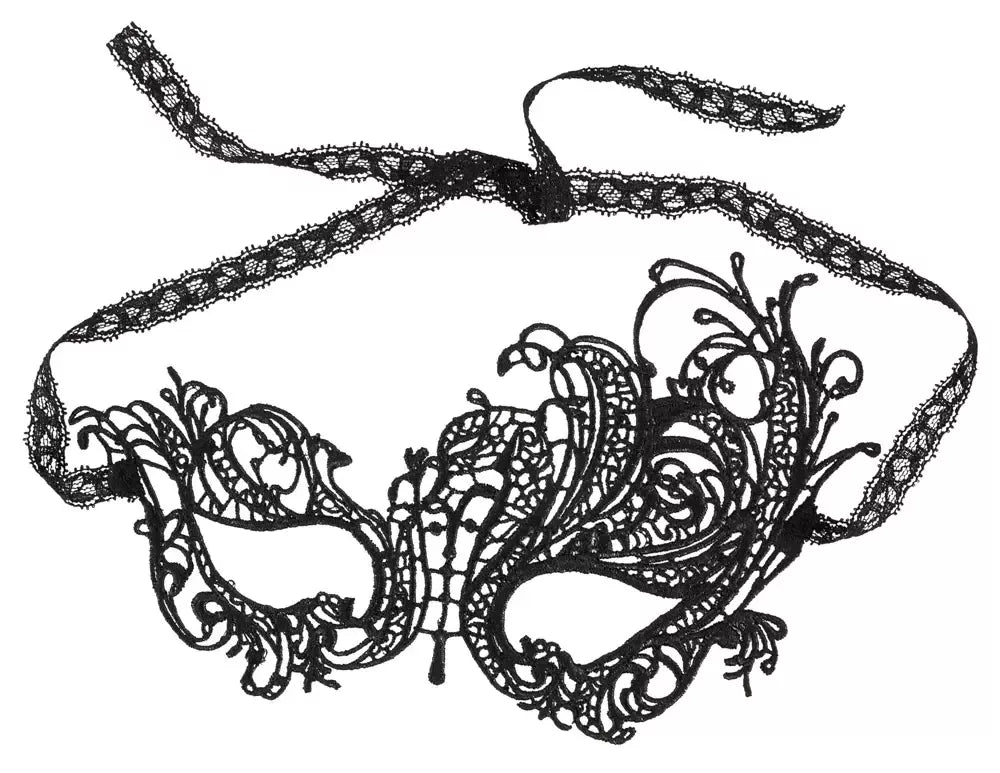 Cottelli Collection siuvinėta akių kaukė, elegantiškas juodų nėrinių dizainas