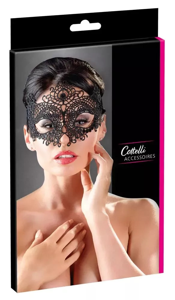 Cottelli Collection siuvinėta akių kaukė, juoda - elegantiškas nėrinių dizainas