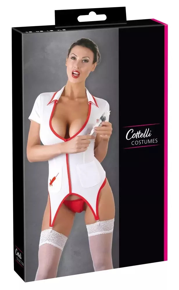 Cottelli Collection slaugės kostiumas S – baltas ir raudonas, trumpomis rankovėmis