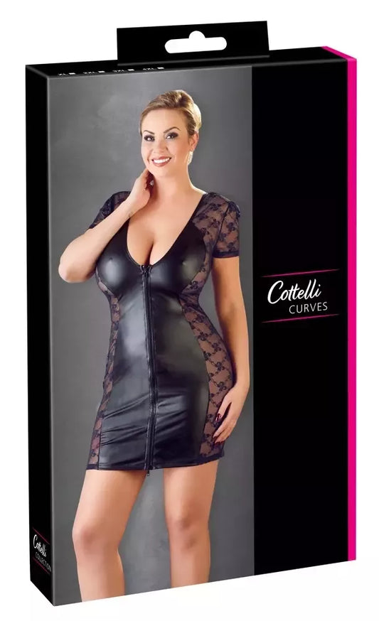 Cottelli Collection suknelė 2XL 2-Way Zip Lace & Mesh Black