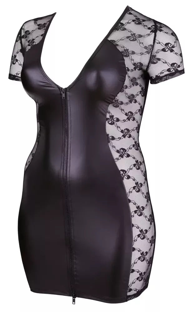 Cottelli Collection suknelė 2XL 2-Way Zip Lace & Mesh Black