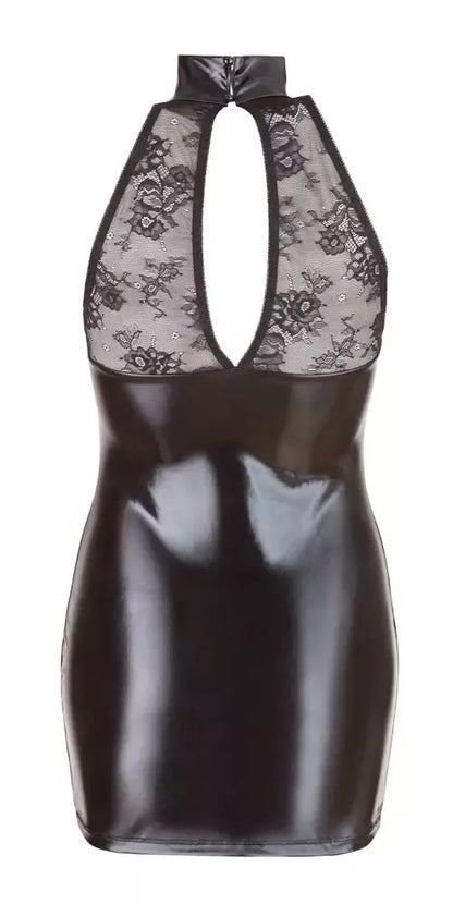 Cottelli Collection suknelė Dress M, juoda, „wet look“ audinys ir nėriniai, elegantiškas dizainas
