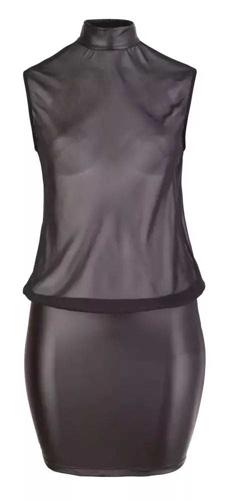 „Cottelli Collection“ suknelė, permatoma, juoda, 3XL – elegantiškas šifonas ir matinis sijonas