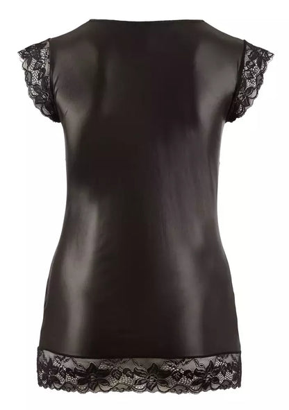 Cottelli Collection suknelė „Wet Look“ su juodais nėriniais, 2XL