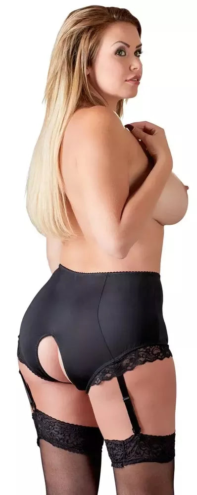 Cottelli Collection Suspender Briefs XL su nėrinių detalėmis, juodos