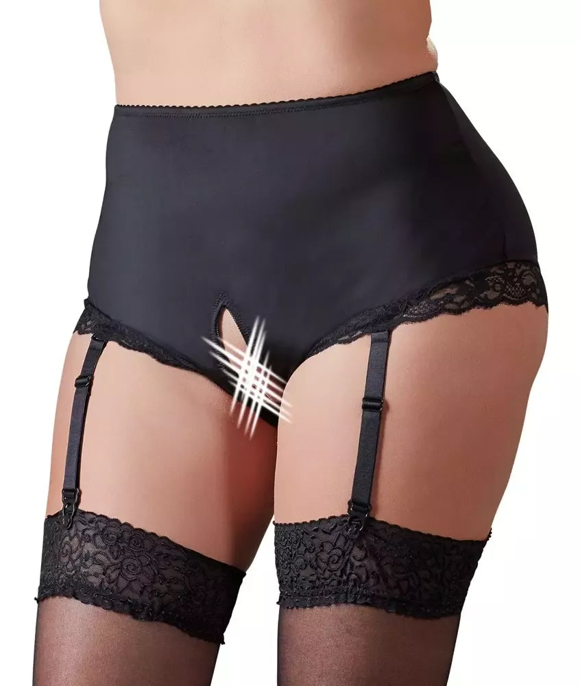 Cottelli Collection Suspender Briefs XL su nėrinių detalėmis, juodos
