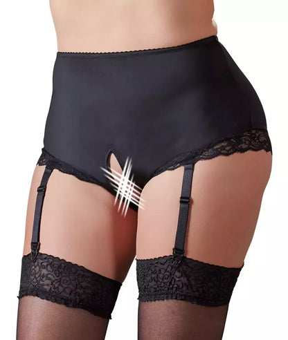 Cottelli Collection Suspender Briefs XL su nėrinių detalėmis, juodos