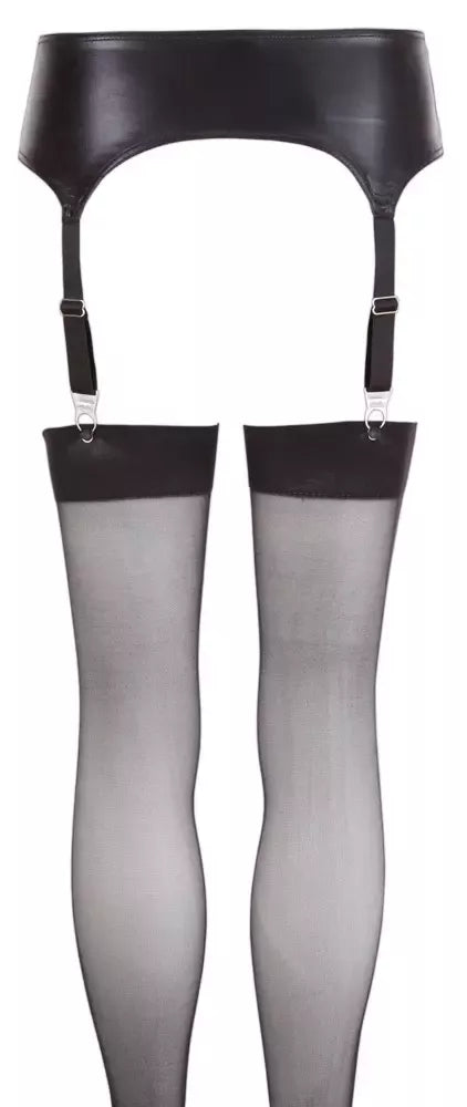 Cottelli Collection „Wet Look“ diržas kojinėms ir kojinių komplektas M