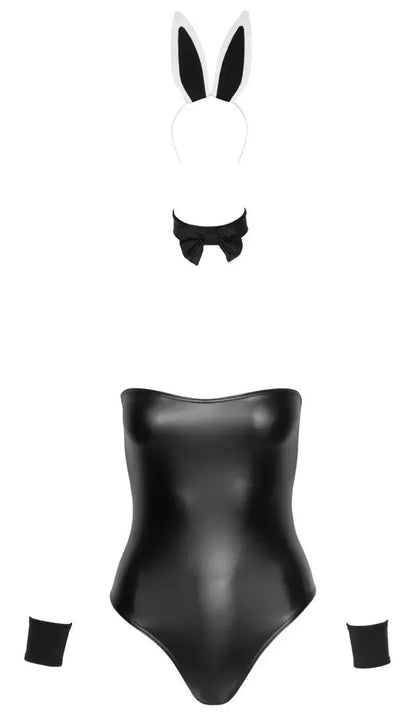 Cottelli Costumes Bunny Body L – pilnas 5 dalių kostiumų rinkinys, juodas