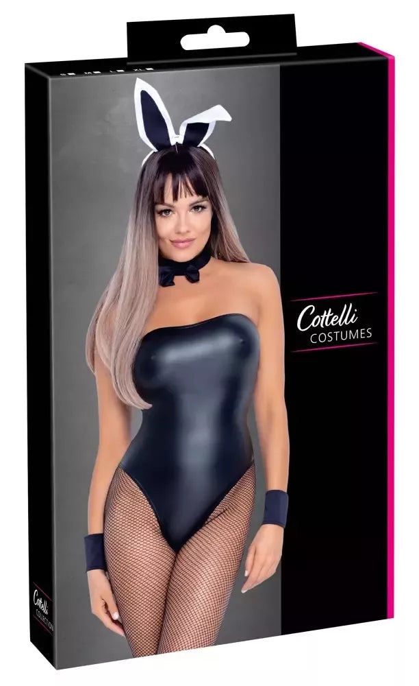 Cottelli Costumes Bunny Body L – pilnas 5 dalių kostiumų rinkinys, juodas