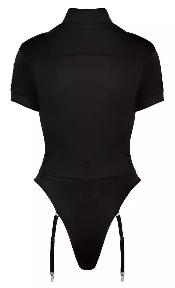 Cottelli Costumes Police Body S – Juodas tamprus uniformos stiliaus bodis