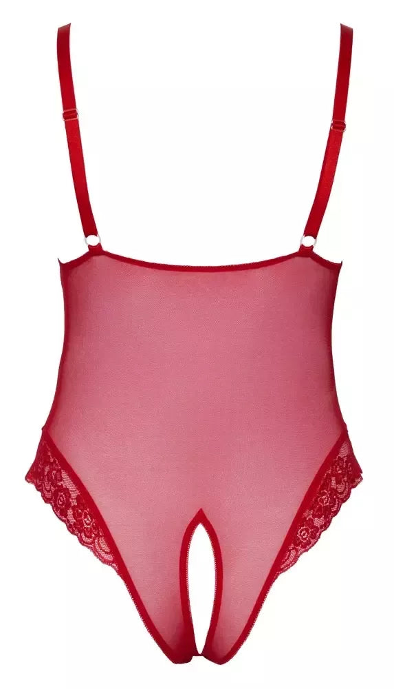 Cottelli Curves Body Red 2XL – permatomas „powernet“ tinklelis, reguliuojamos petnešėlės