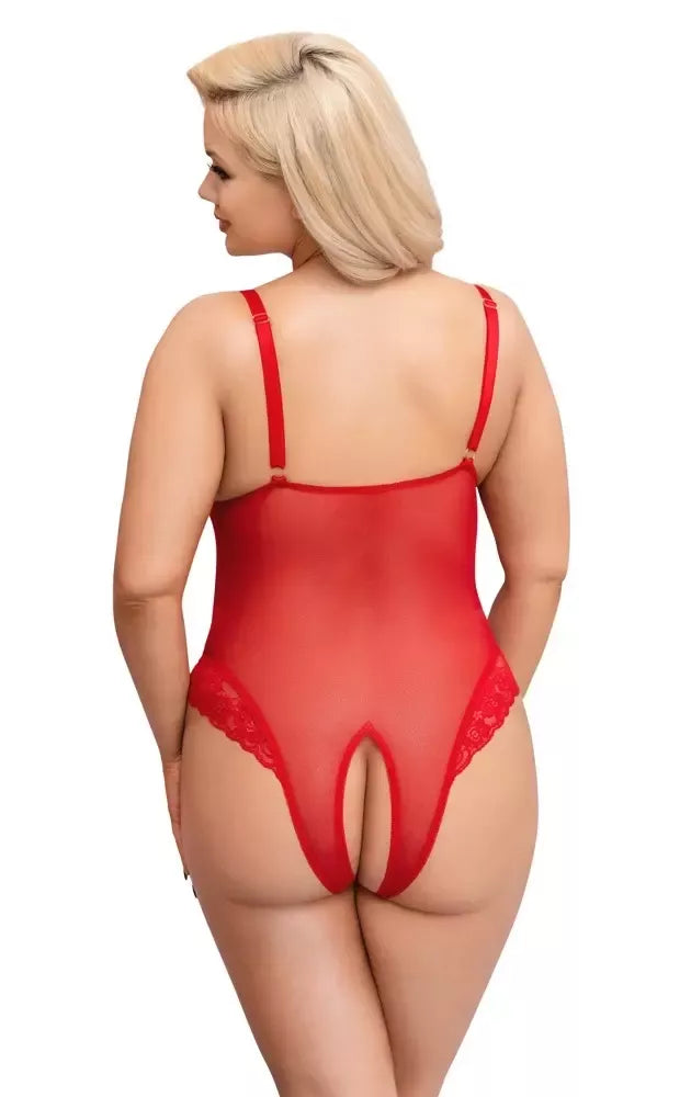 Cottelli CURVES Body Red 3XL – Reguliuojamas nėriniuotas powernet apatinis trikotažas