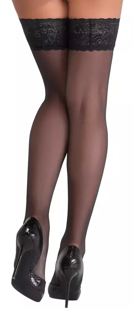 Cottelli Legware Hold-Ups Black Lace Top 20 Den neslystančios su 8 cm nėrinių juosta S/M