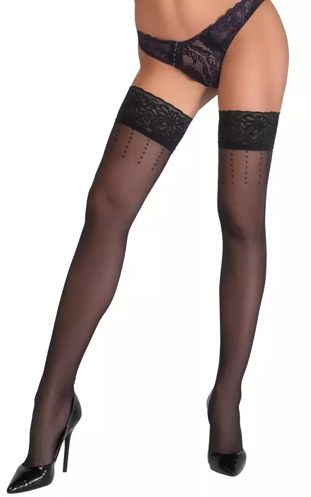 Cottelli LEGWARE Hold-Ups Dot 5 juodos 20DEN kojinės su silikonine nėriniuota juosta