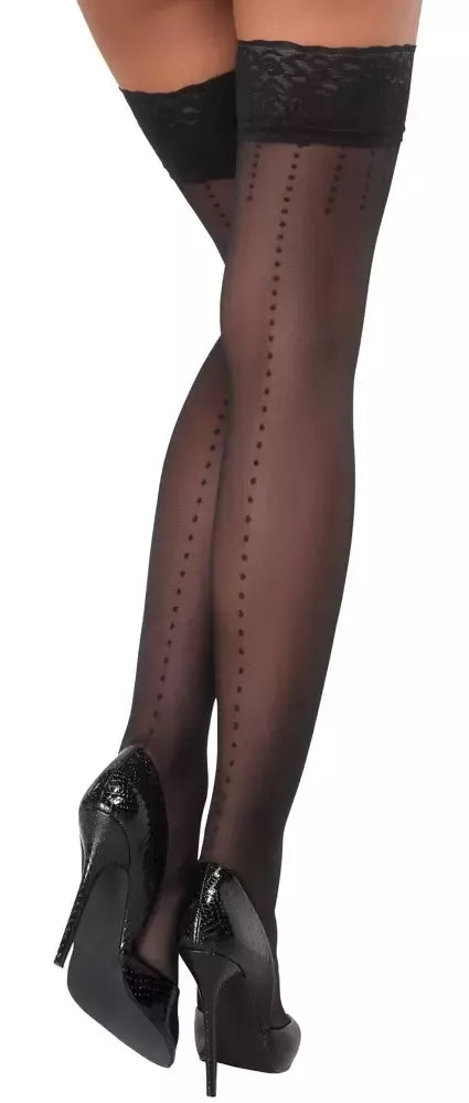 Cottelli LEGWARE Hold-Ups Dot 5 juodos 20DEN kojinės su silikonine nėriniuota juosta