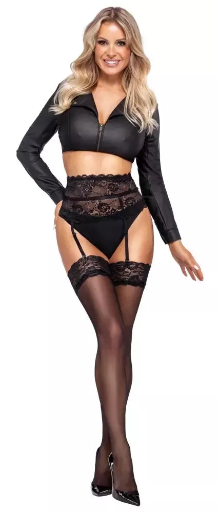 Cottelli LEGWARE juodos kojinės su nėriniuotu viršumi XL 20 denų Oeko-Tex