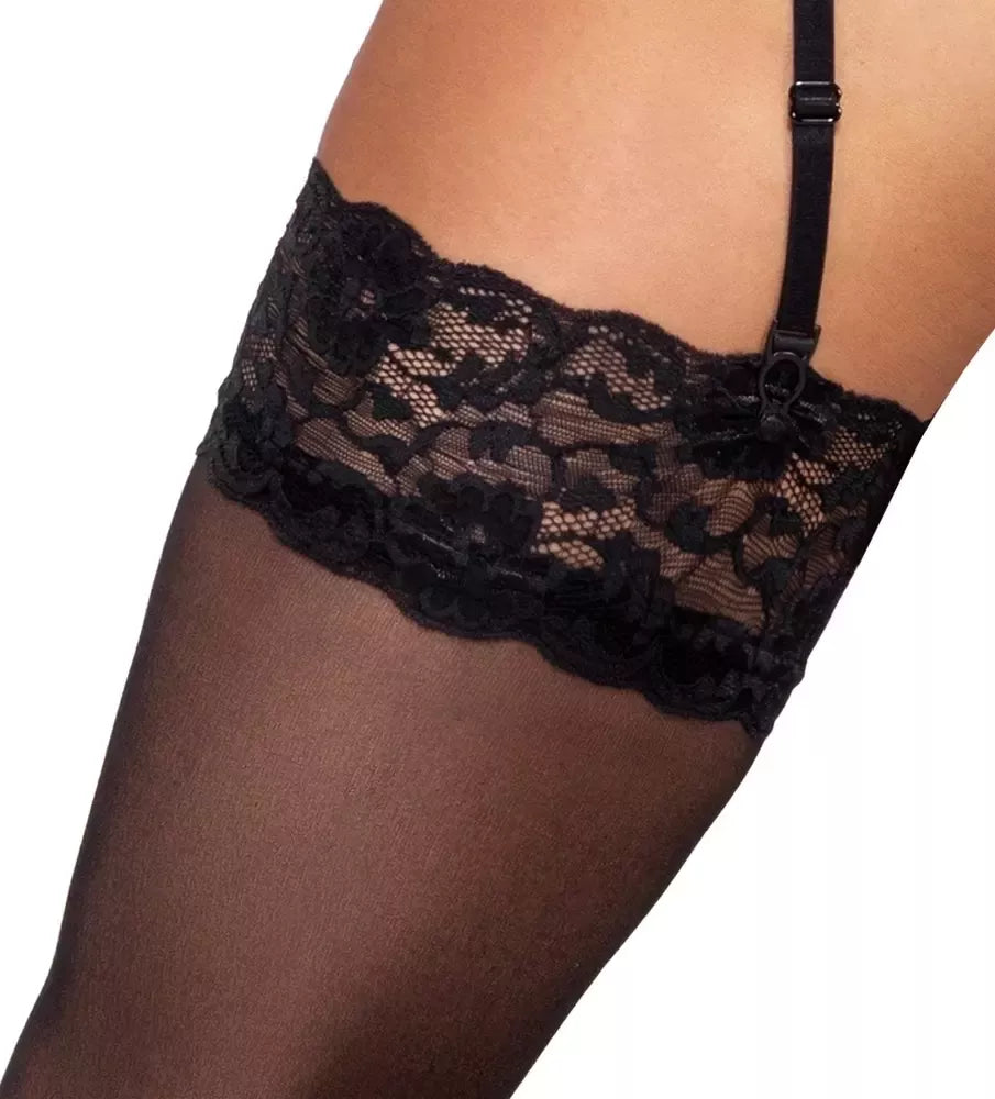 Cottelli LEGWARE juodos kojinės su nėriniuotu viršumi XL 20 denų Oeko-Tex