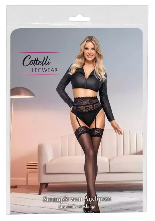 Cottelli LEGWARE juodos kojinės su nėriniuotu viršumi XL 20 denų Oeko-Tex