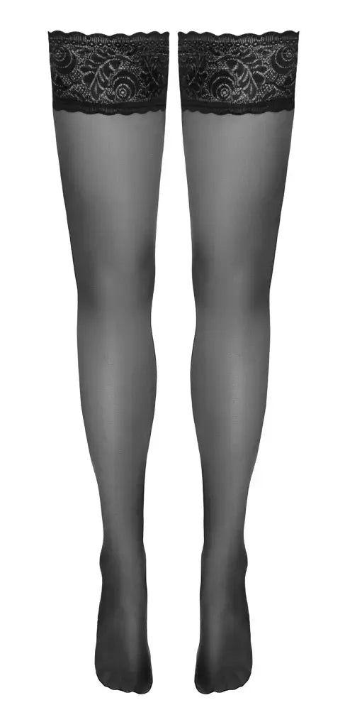 Cottelli LEGWARE kojinės su raišteliais, juodos, 20 denų, 8 cm silikoninė juosta
